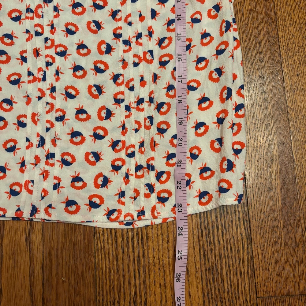 Boden Womens Red Blue Floral Pintuck Ruffle Sleeveless Blouse Top Twee US 4 - Picture 6 of 6